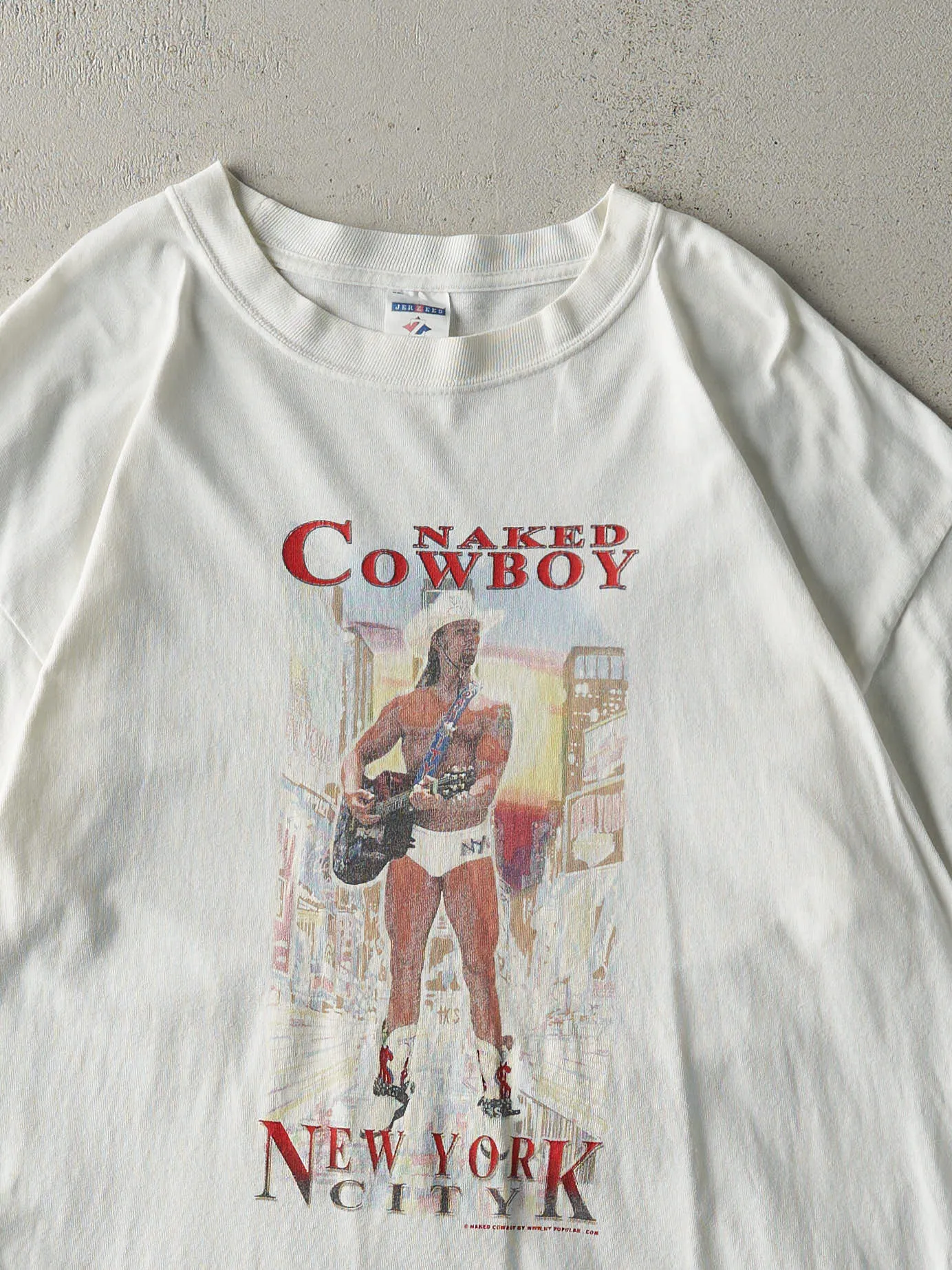 Vintage Y2K White New York City Naked Cowboy Tee (L) sold by Rebalance Vintage product image thumbnail 2