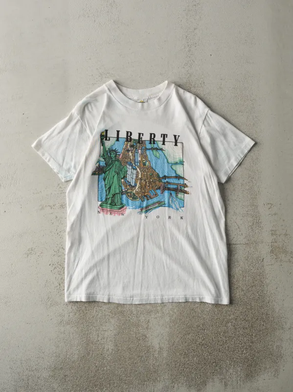 Vintage 80s White New York Liberty Single Stitch Tee (M) sold by Rebalance Vintage