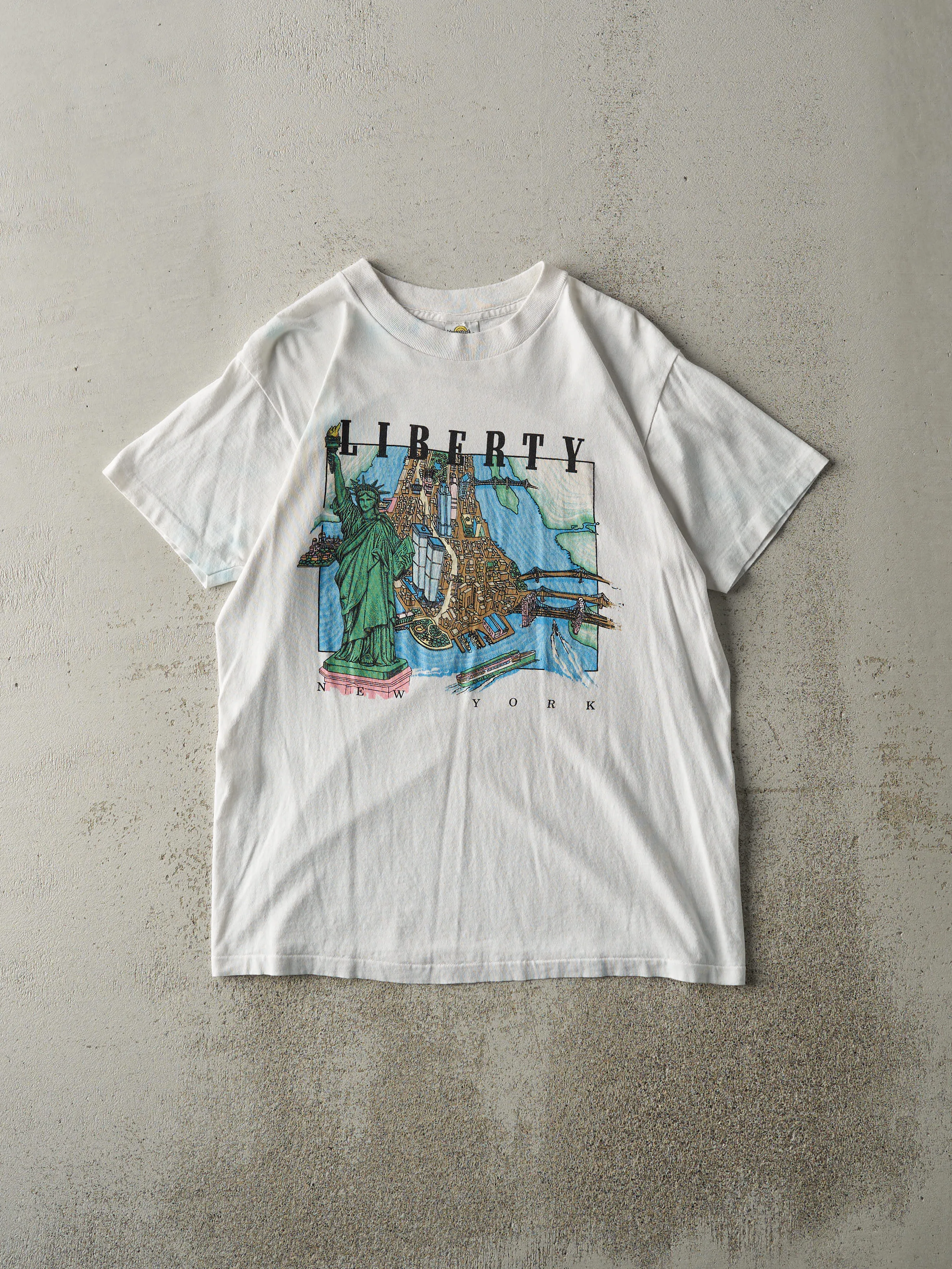 Vintage 80s White New York Liberty Single Stitch Tee (M) sold by Rebalance Vintage