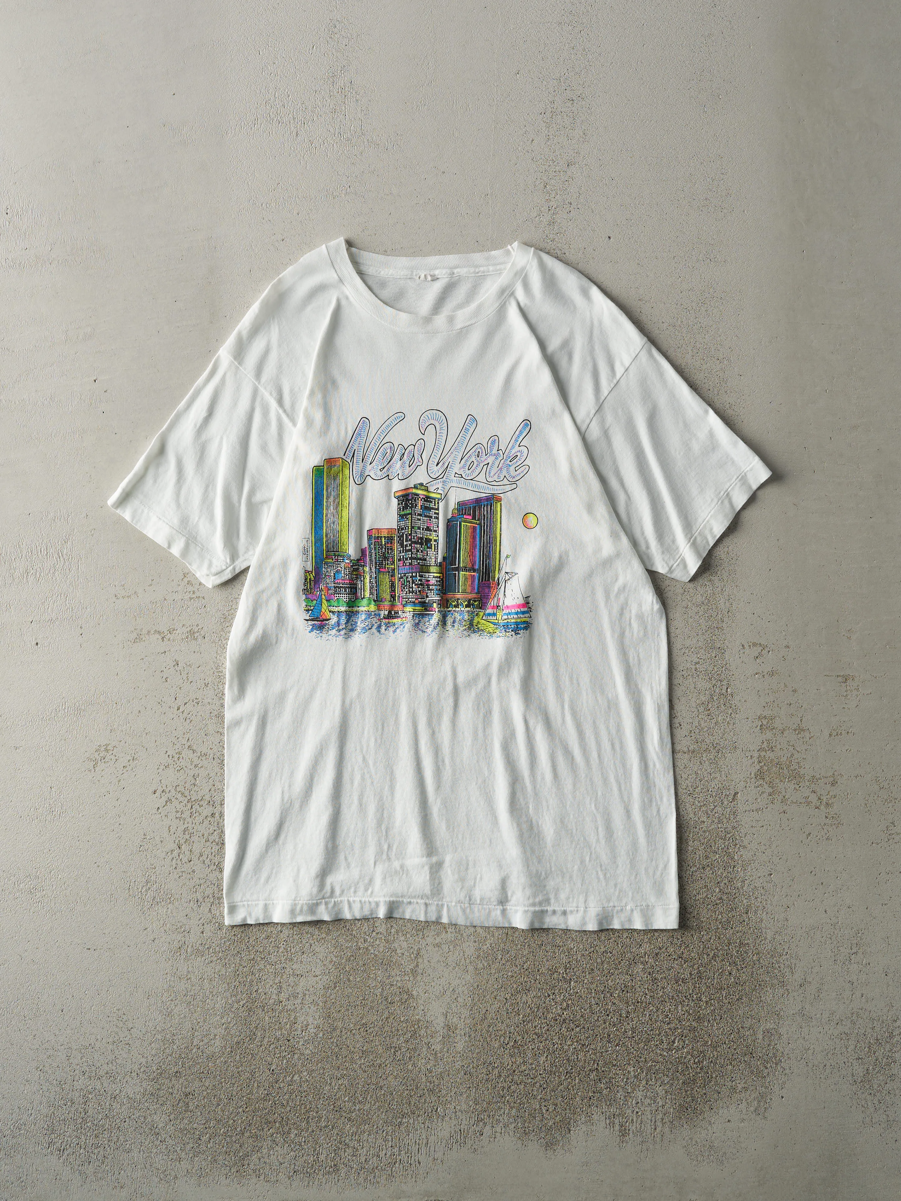 Vintage 90' White New York Single Stitch Tee (M) sold by Rebalance Vintage