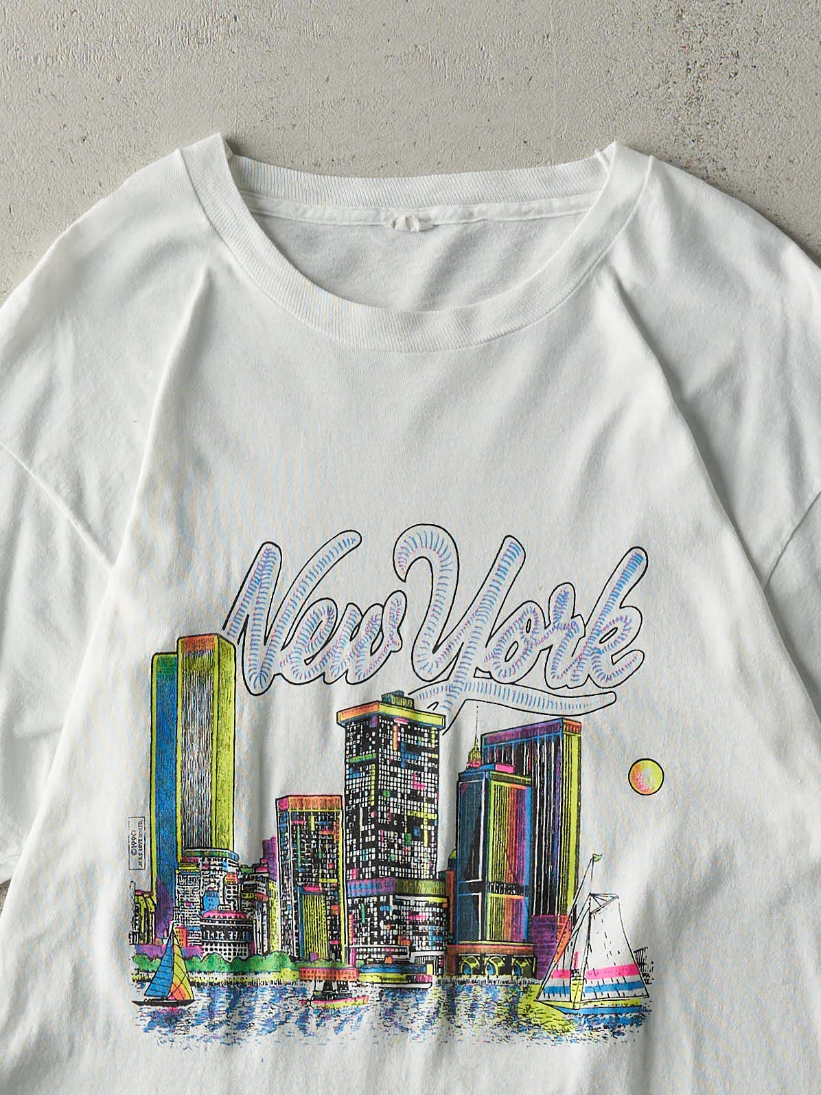 Vintage 90' White New York Single Stitch Tee (M) sold by Rebalance Vintage product image thumbnail 2
