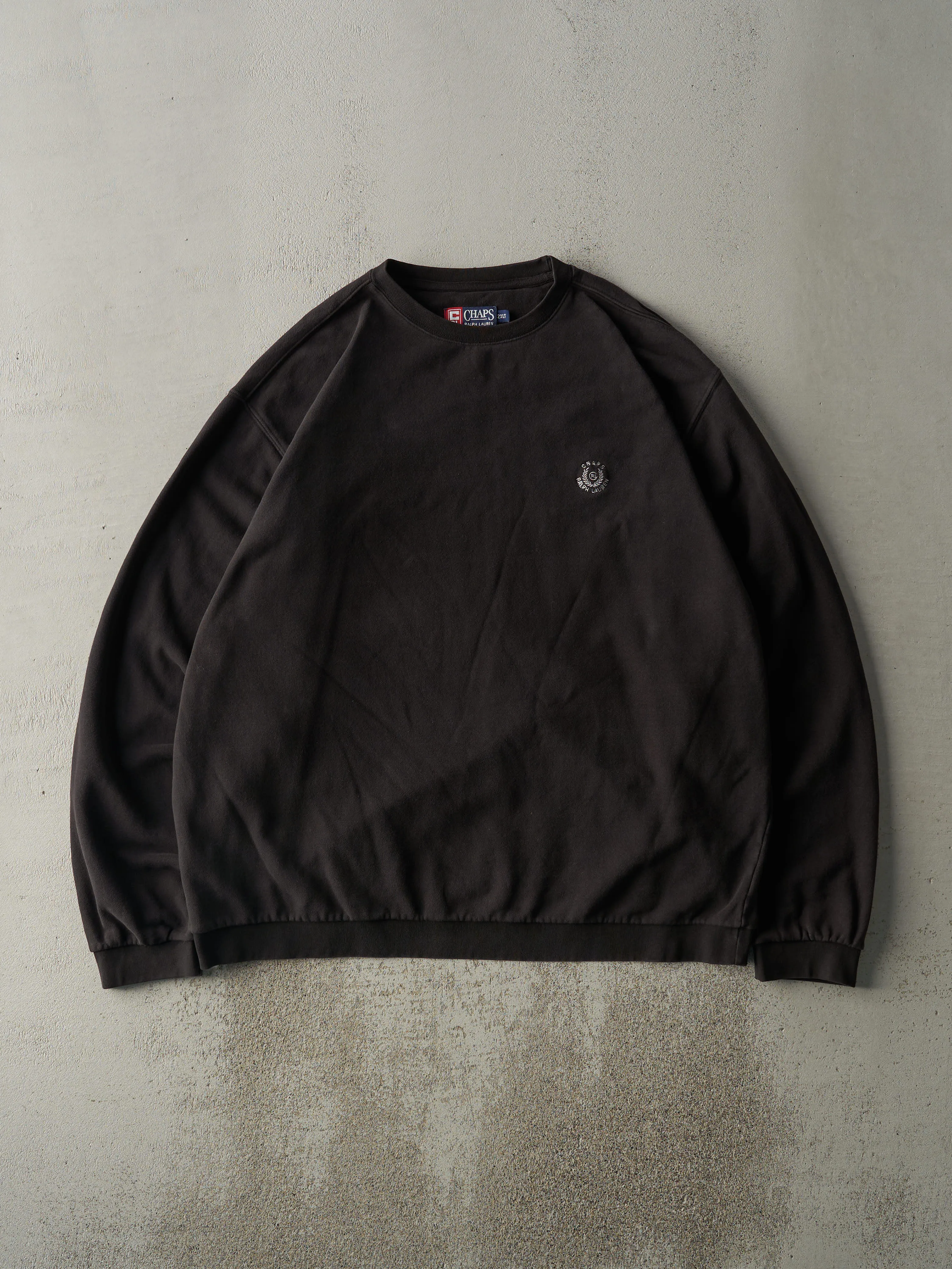 Vintage Y2K Black Embroidered Chaps Ralph Lauren Crewneck (XXL) sold by Rebalance Vintage
