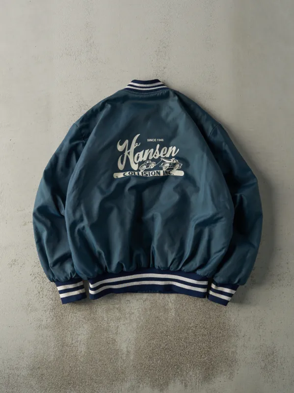 Vintage 80s Blue Hansen Collision Inc Bomber Jacket (XL) sold by Rebalance Vintage