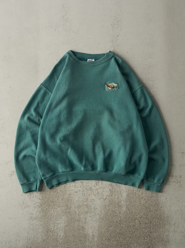 Vintage 90s Washed Green Alaska Embroidered Crewneck (L) sold by Rebalance Vintage