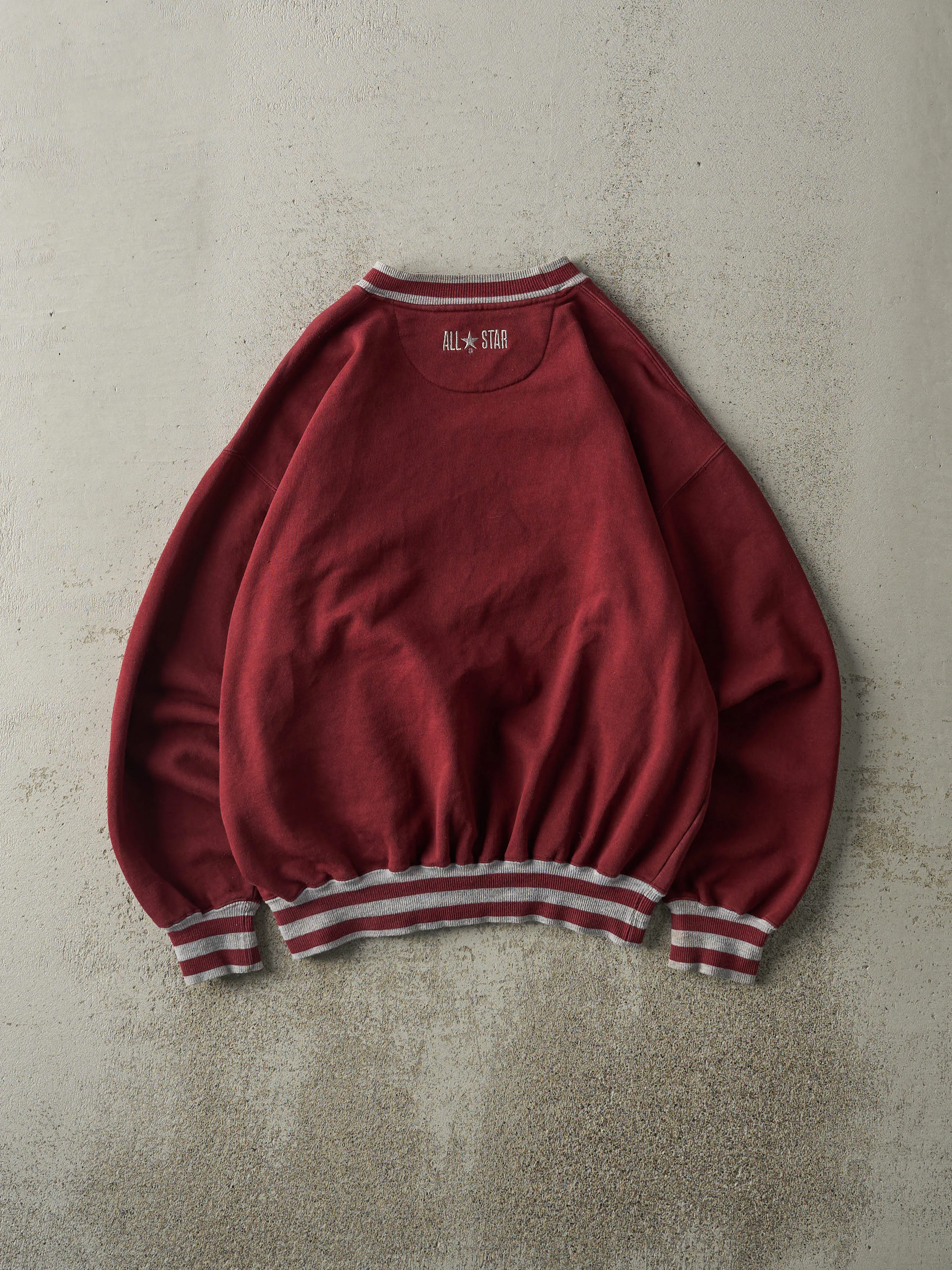 Vintage 90s Burgundy Embroidered Converse Boxy Crewneck (M) sold by Rebalance Vintage product image thumbnail 2