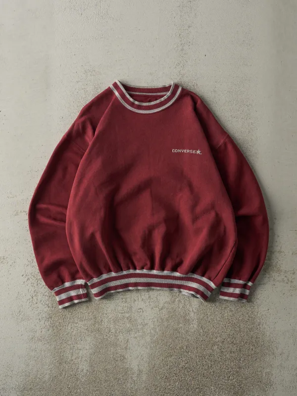 Vintage 90s Burgundy Embroidered Converse Boxy Crewneck (M) sold by Rebalance Vintage
