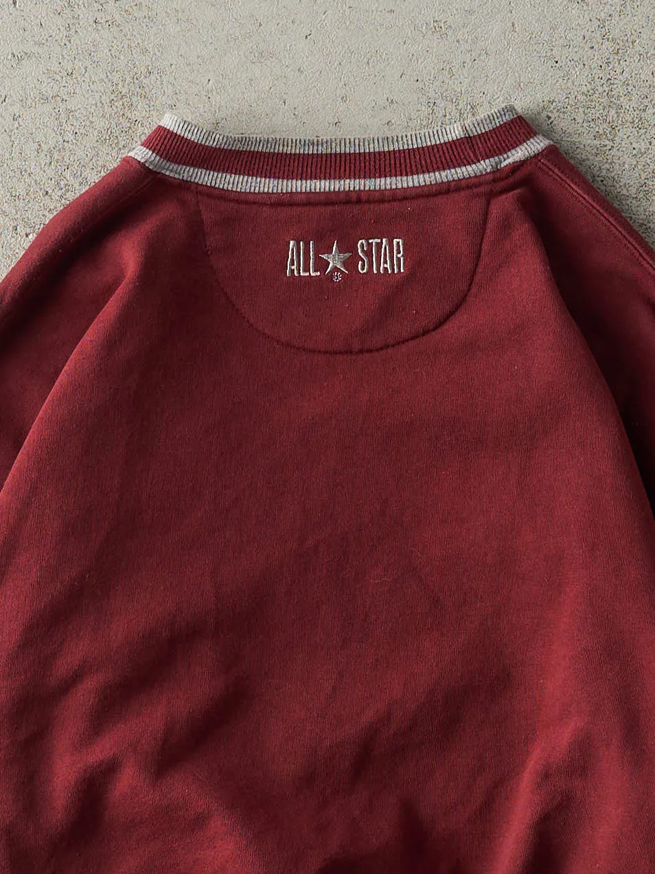 Vintage 90s Burgundy Embroidered Converse Boxy Crewneck (M) sold by Rebalance Vintage product image thumbnail 4