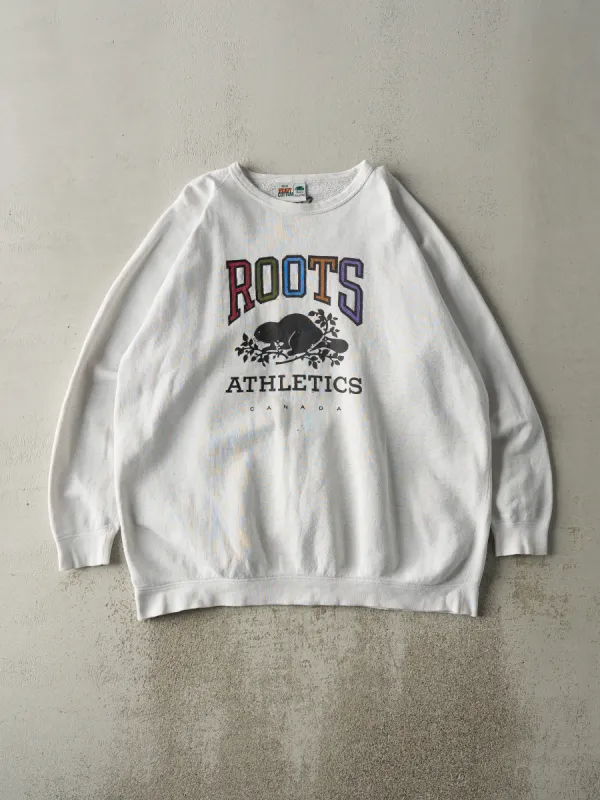 Vintage 80s White Roots Logo Crewneck (XXL) sold by Rebalance Vintage