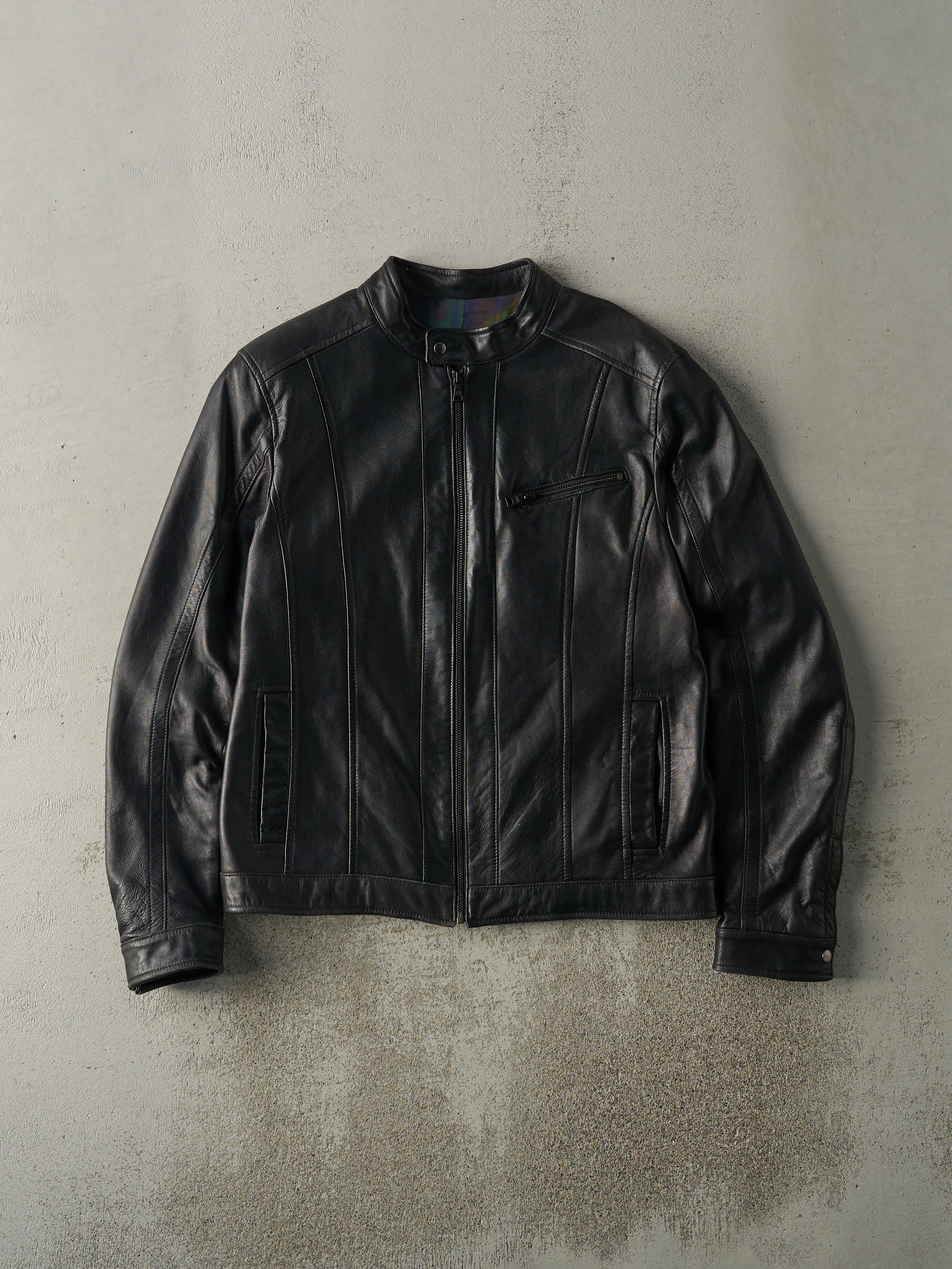 Vintage 90s Black Danier Biker Style Leather Jacket (S/M) sold by Rebalance Vintage