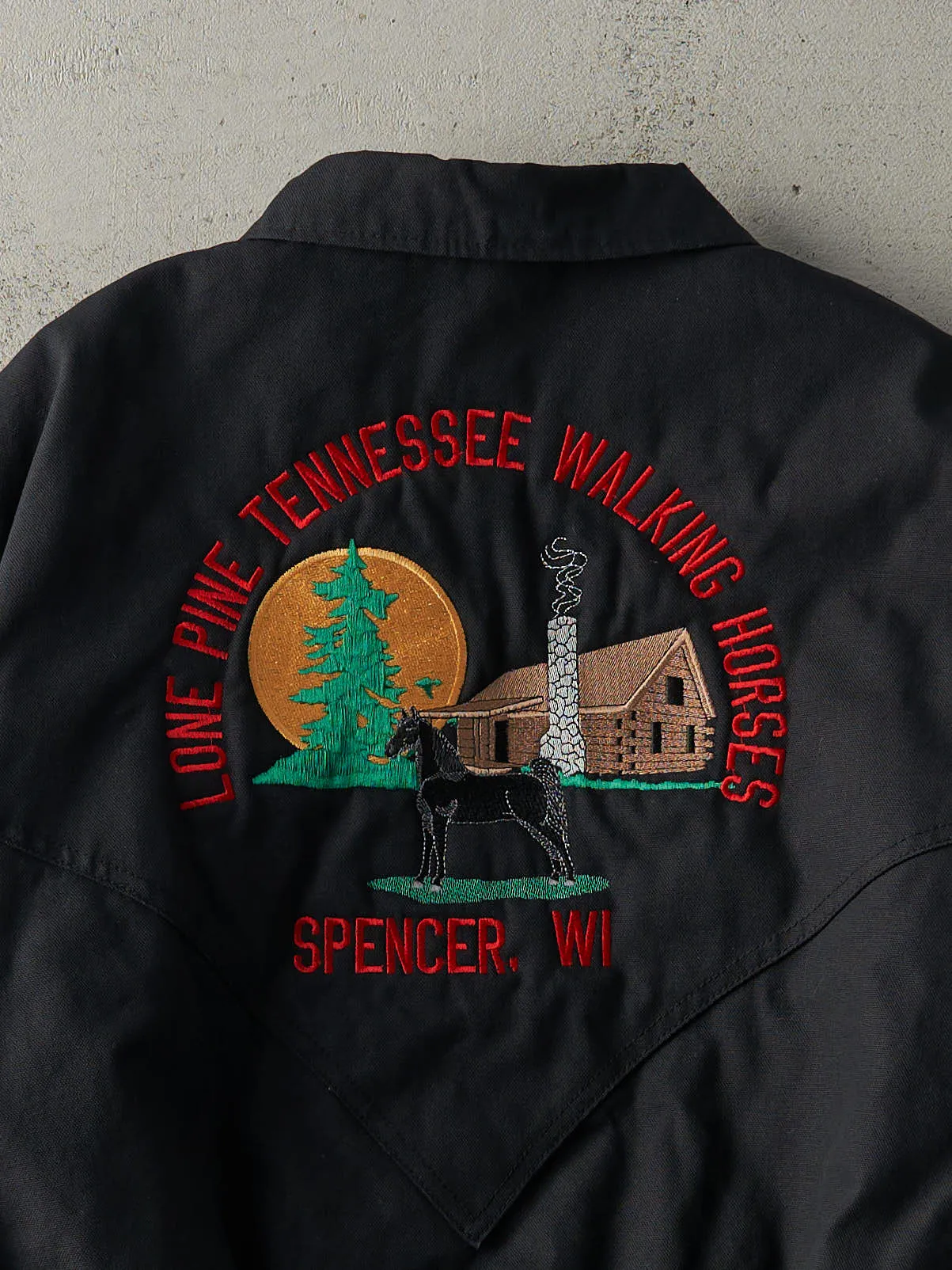 Vintage 70s Black Lone Pine Tennessee Walking Horses Workwear Jacket (M) sold by Rebalance Vintage product image thumbnail 5