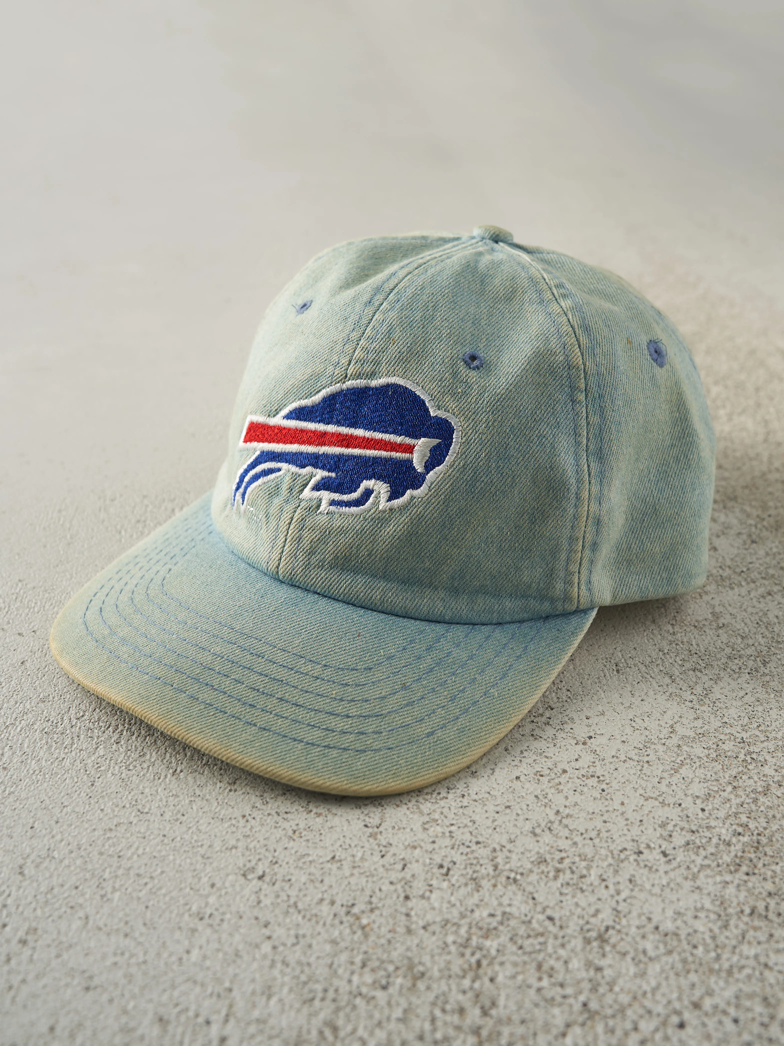 Vintage 90s Light Wash Denim Buffalo Bills Strap Back Hat sold by Rebalance Vintage product image thumbnail 2