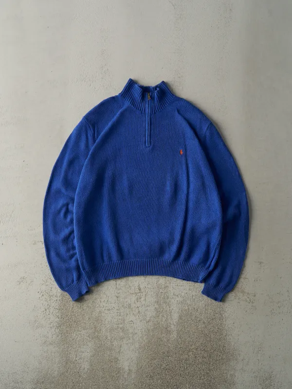 Vintage 90s Blue Polo Ralph Lauren Knit Quarter Zip (L) sold by Rebalance Vintage