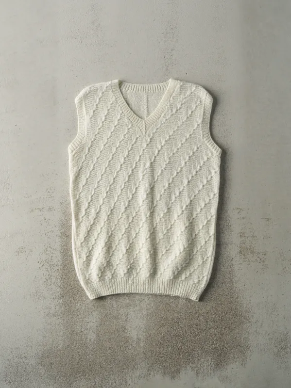 Vintage 80s Beige Knit Sweater Vest (M) sold by Rebalance Vintage