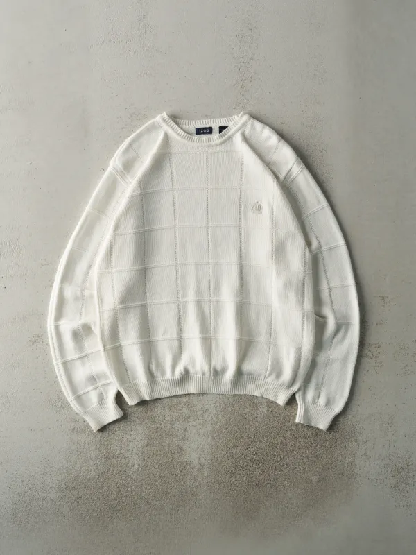 Vintage Y2K White Izod Embroidered Logo Box Patterned Knit (M) sold by Rebalance Vintage