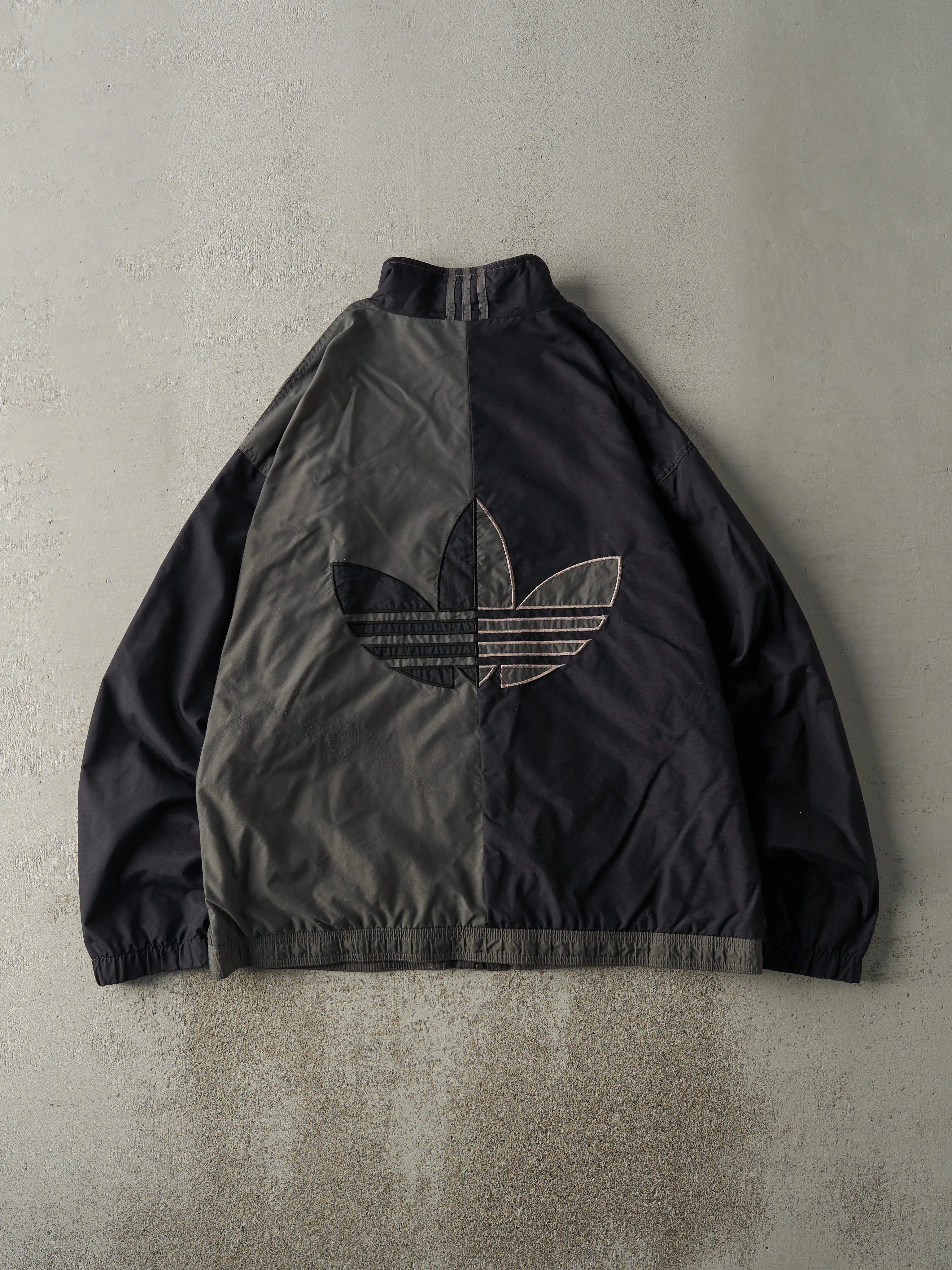 Vintage 90s Charcoal Grey & Black Adidas Windbreaker Jacket (XL) sold by Rebalance Vintage product image thumbnail 2