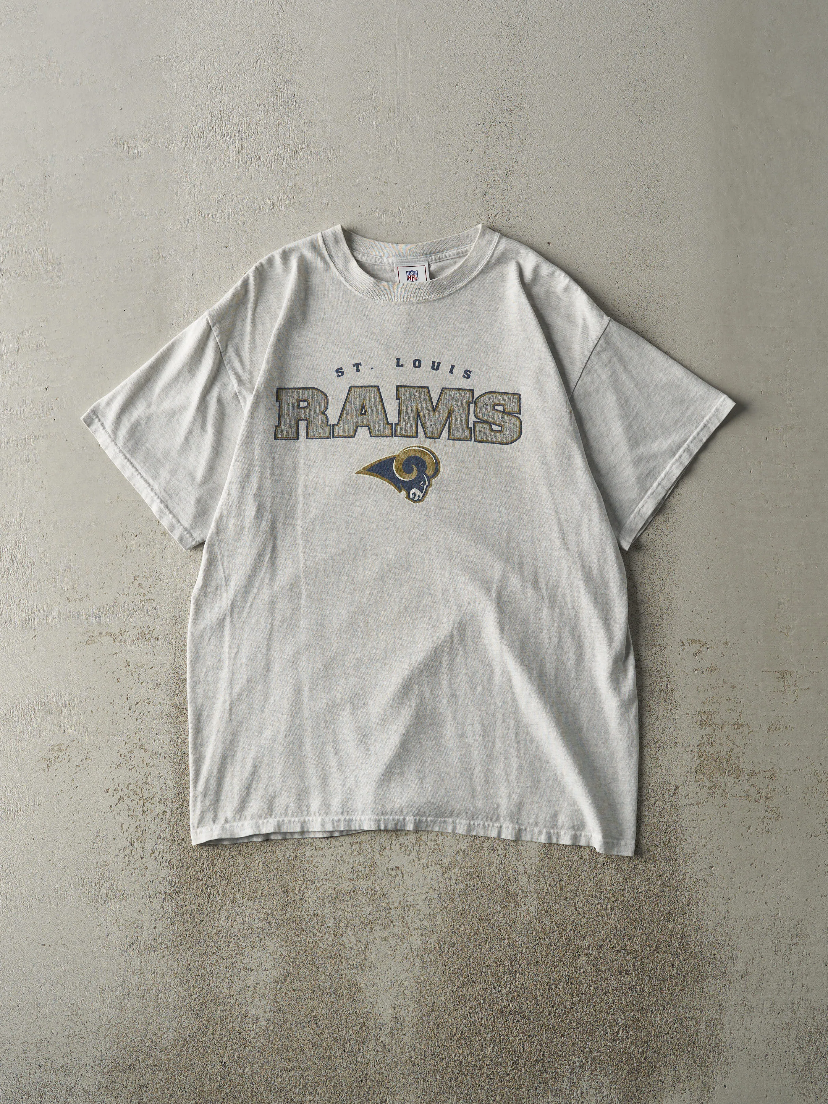 Vintage 90s Heather Grey St. Louis Rams Tee (M) sold by Rebalance Vintage