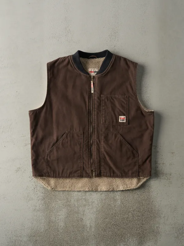 Vintage 90s Brown Work King Sherpa Lined Work Vest (XL) sold by Rebalance Vintage