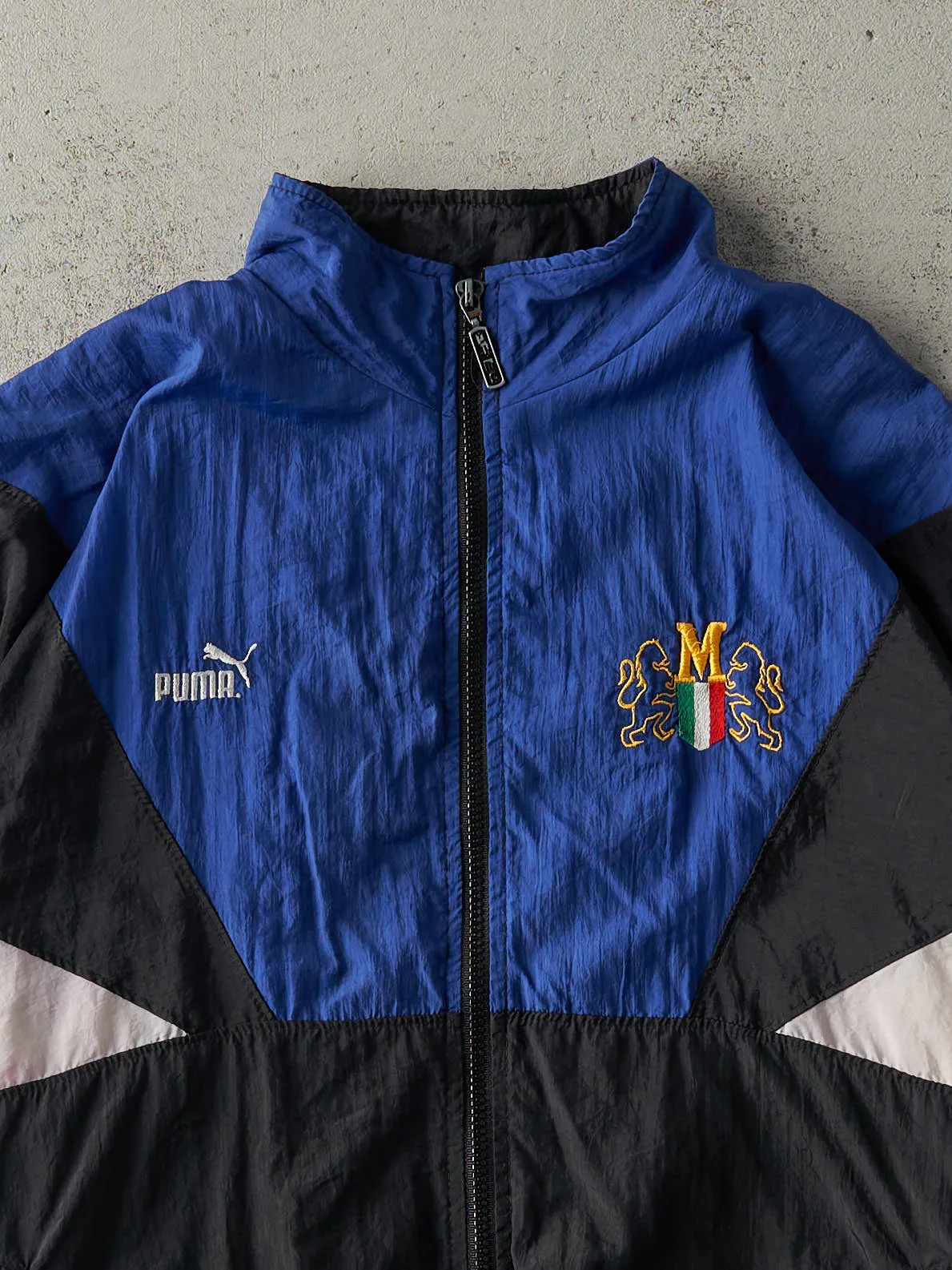 Vintage 90s Blue, Black & White Embroidered Puma Track Jacket (L) sold by Rebalance Vintage product image thumbnail 2