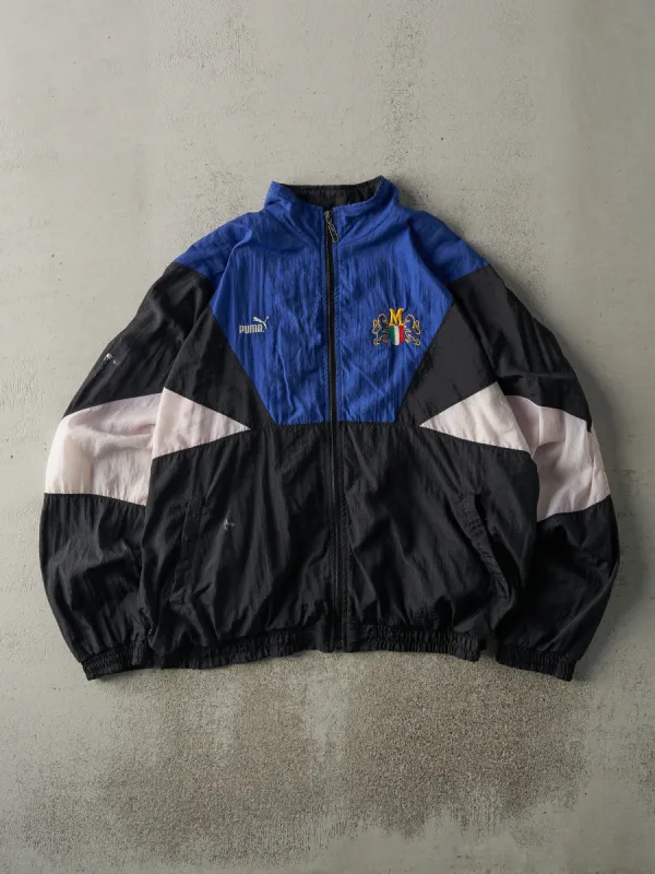 Vintage 90s Blue, Black & White Embroidered Puma Track Jacket (L) sold by Rebalance Vintage