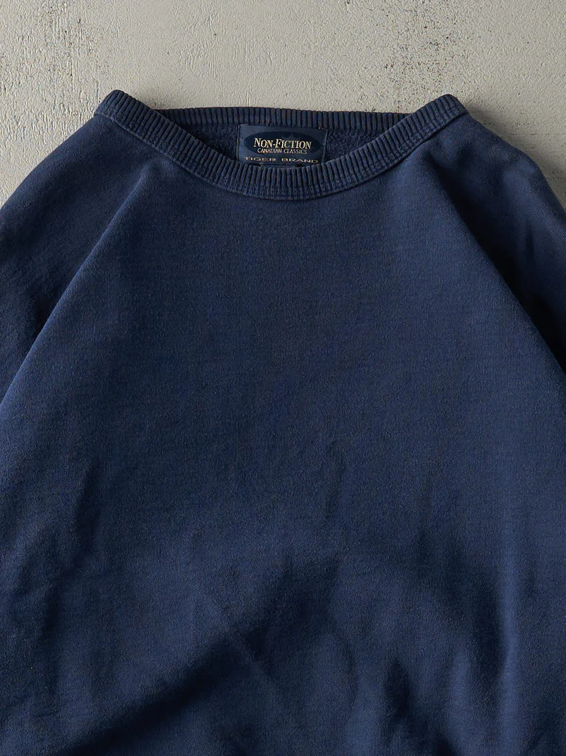 Vintage 90s Navy Blue Non-Fiction Blank Crewneck (XXXL) sold by Rebalance Vintage product image thumbnail 2
