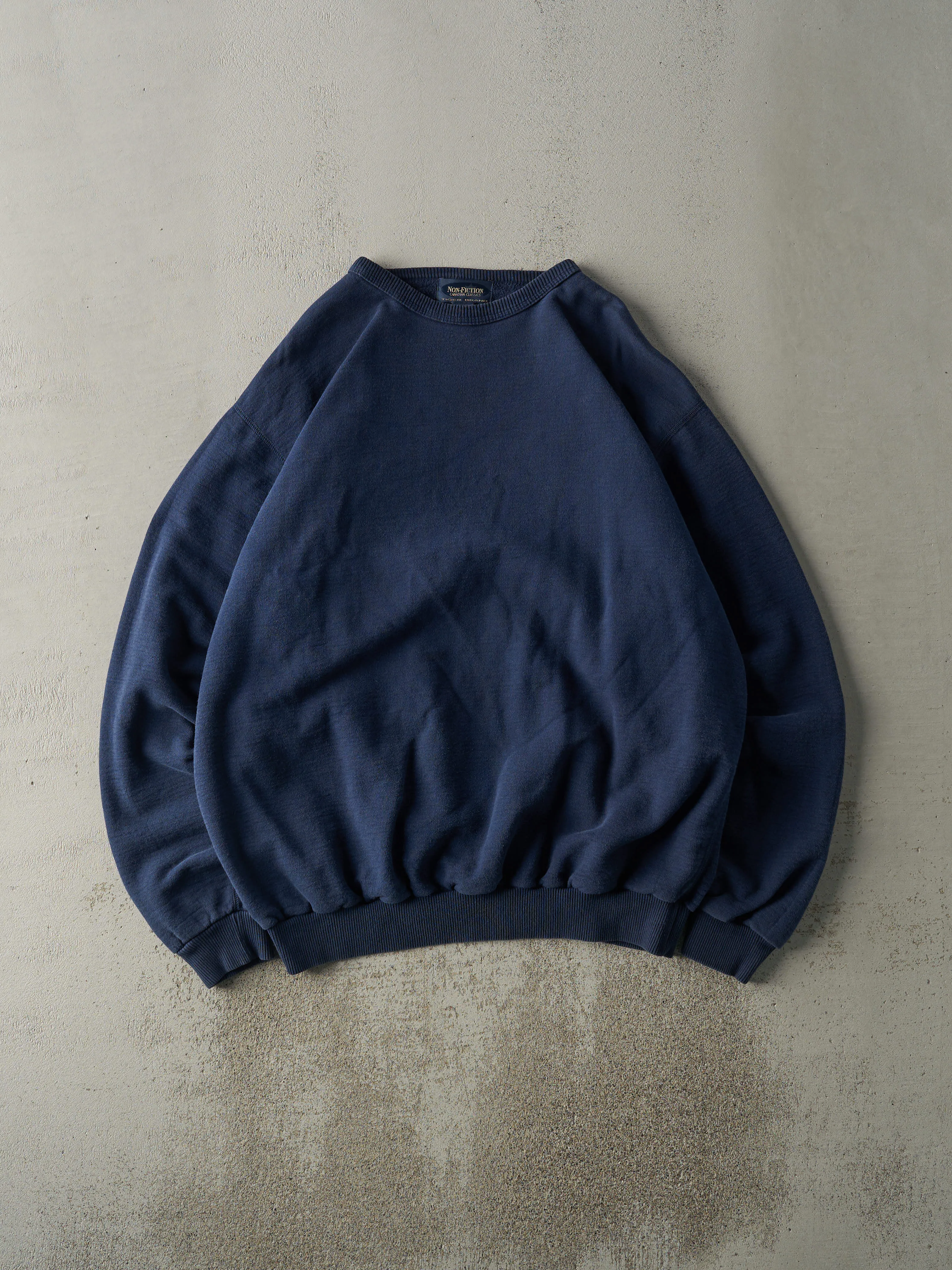 Vintage 90s Navy Blue Non-Fiction Blank Crewneck (XXXL) sold by Rebalance Vintage