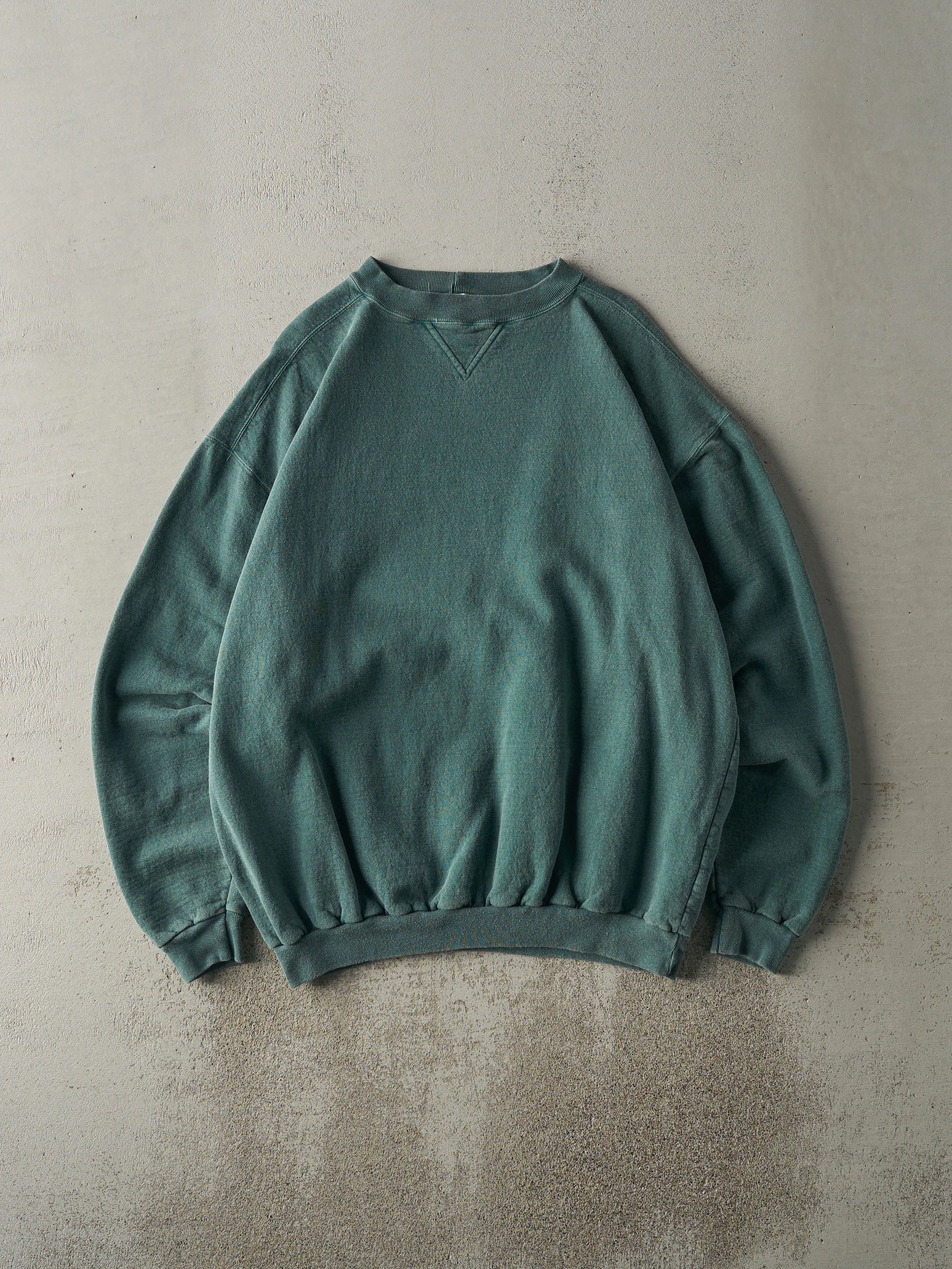 Vintage 90s Washed Green Blank Crewneck (L/XL) sold by Rebalance Vintage