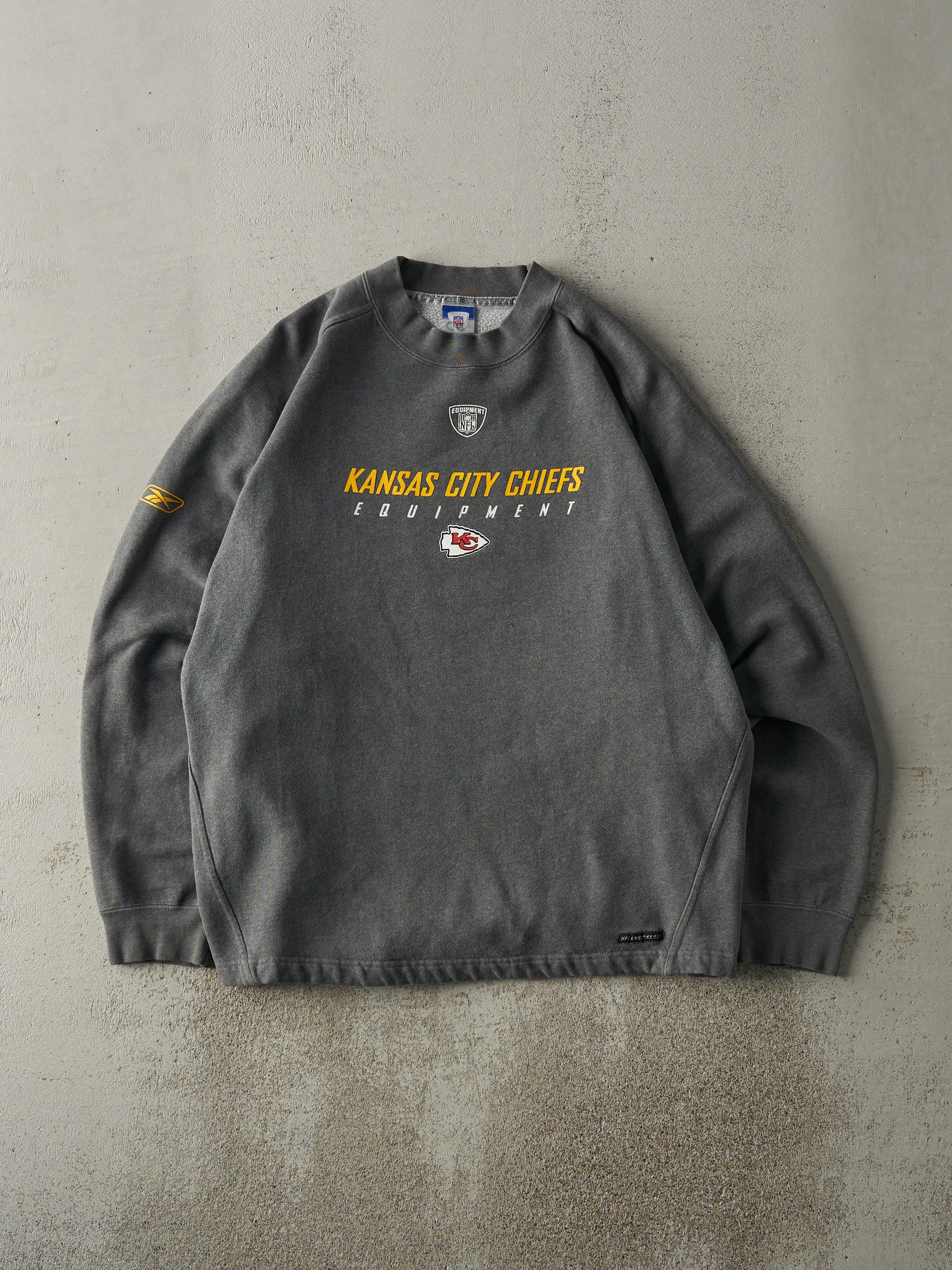 Vintage Y2K Charcoal Grey Kansas City Chiefs Crewneck (L) sold by Rebalance Vintage