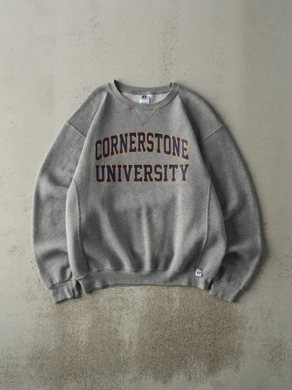 Vintage Y2K Grey Cornerstone University Russell Athletics Crewneck (L) sold by Rebalance Vintage