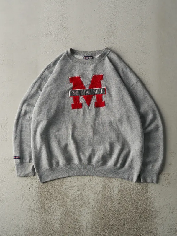 Vintage 90s Grey University of Miami Crewneck (XL) sold by Rebalance Vintage