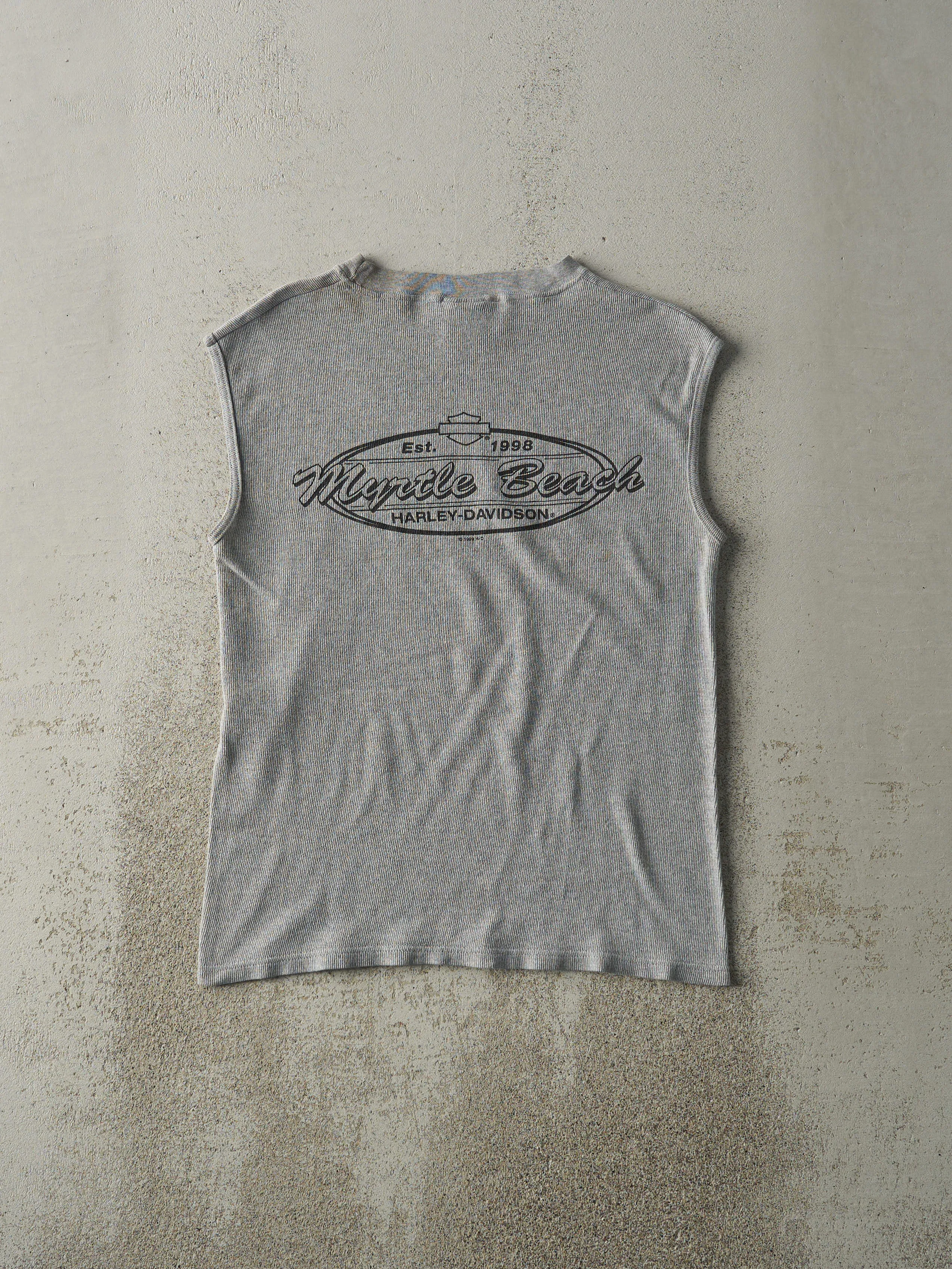 Vintage 99' Grey Myrtle Beach South Carolina Harley Davidson Waffle Knit Tank (S) sold by Rebalance Vintage product image thumbnail 2