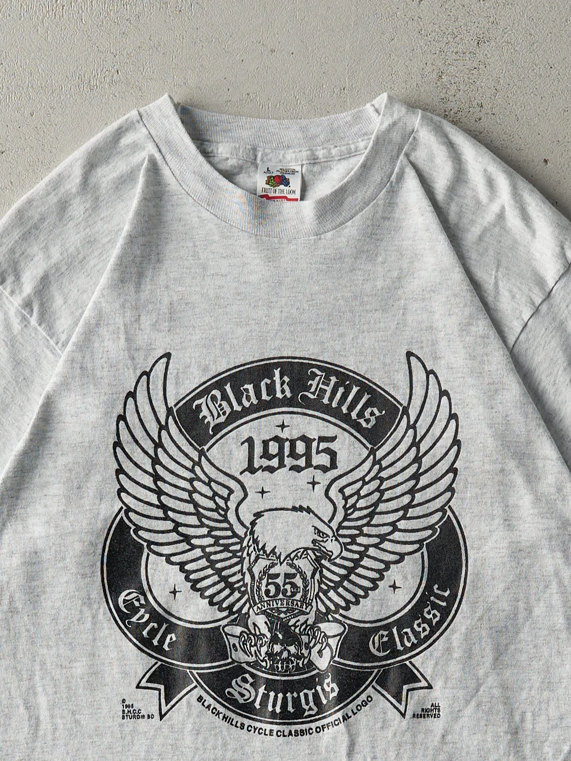 Vintage 95' Heather Grey Sturgis Black Hills Rally Single Stitch Tee (S/M) sold by Rebalance Vintage product image thumbnail 3