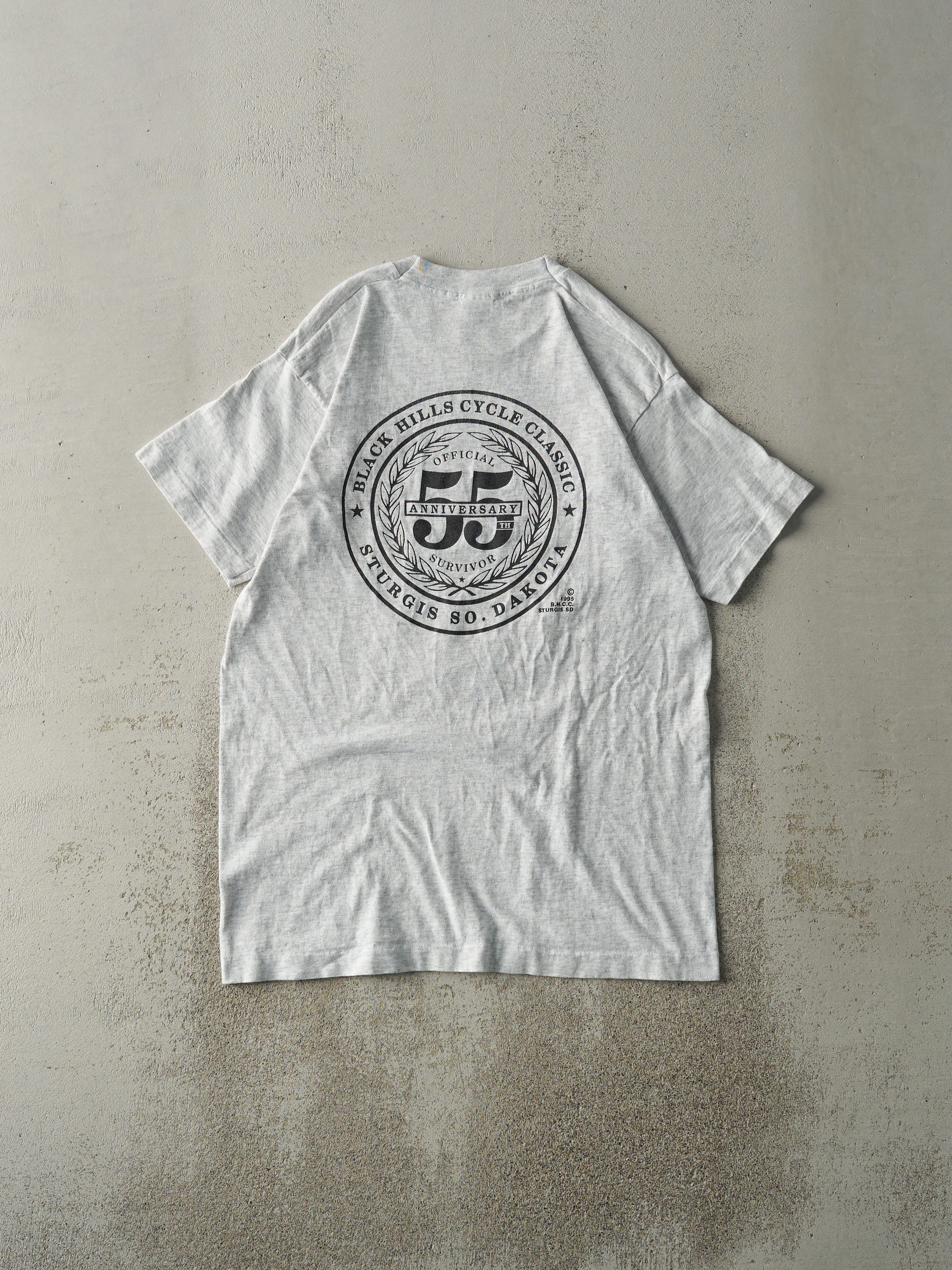 Vintage 95' Heather Grey Sturgis Black Hills Rally Single Stitch Tee (S/M) sold by Rebalance Vintage product image thumbnail 2