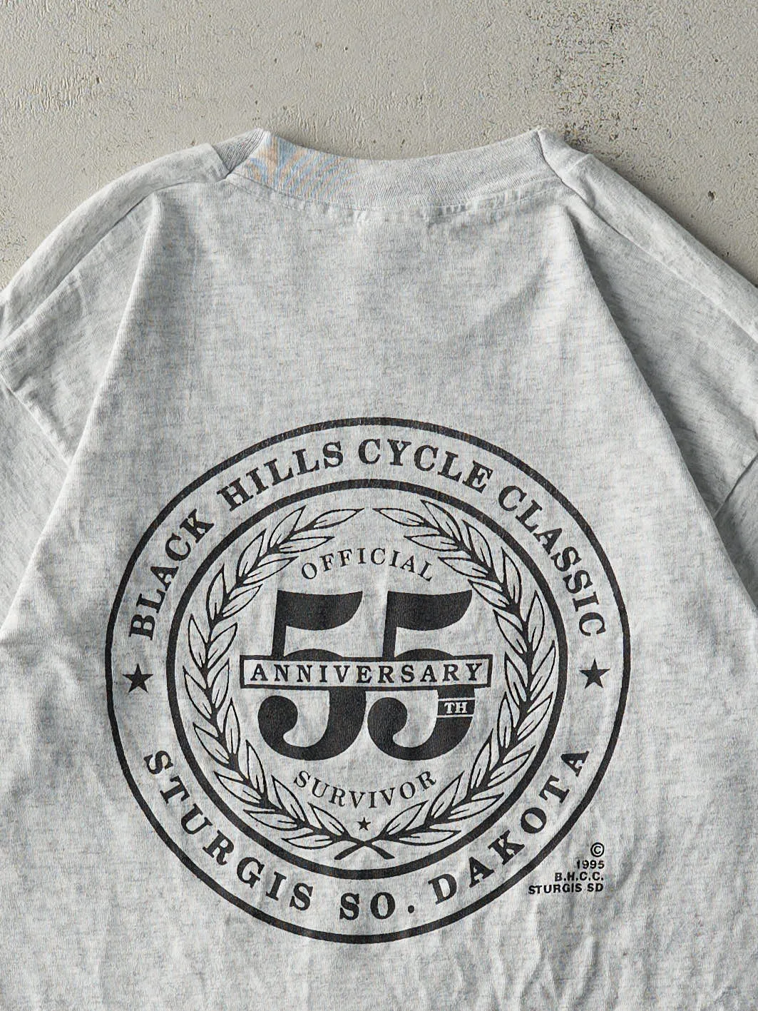 Vintage 95' Heather Grey Sturgis Black Hills Rally Single Stitch Tee (S/M) sold by Rebalance Vintage product image thumbnail 4