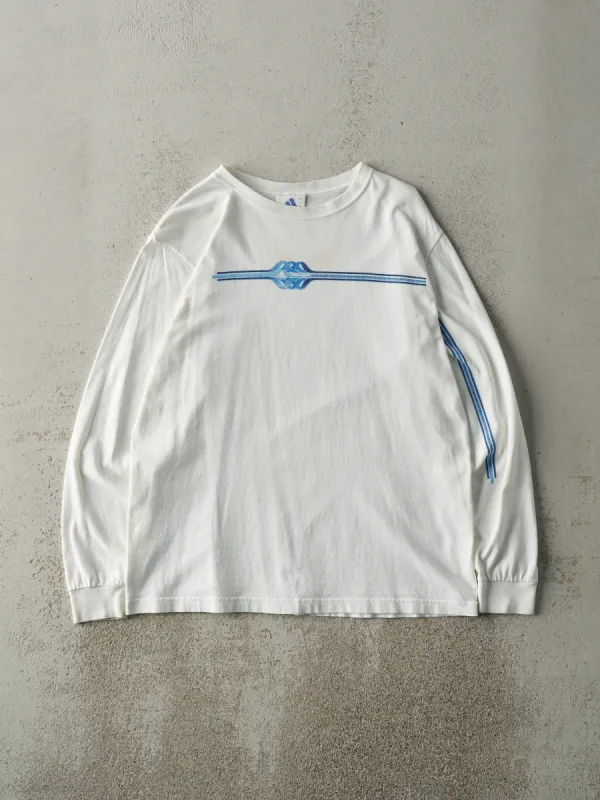 Vintage Y2K White Adidas Soccer Long Sleeve (S/M) sold by Rebalance Vintage