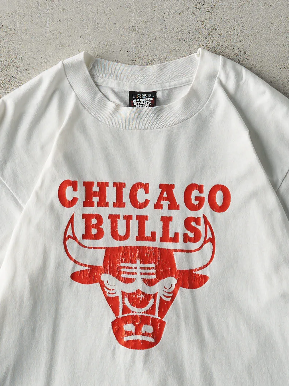 Vintage 90s White Chicago Bulls Single Stitch Tee (S/M) sold by Rebalance Vintage product image thumbnail 2