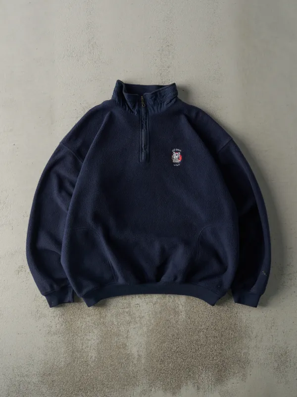 Vintage 90s Navy Blue Embroidered UConn Fleece Quarter Zip (XL) sold by Rebalance Vintage
