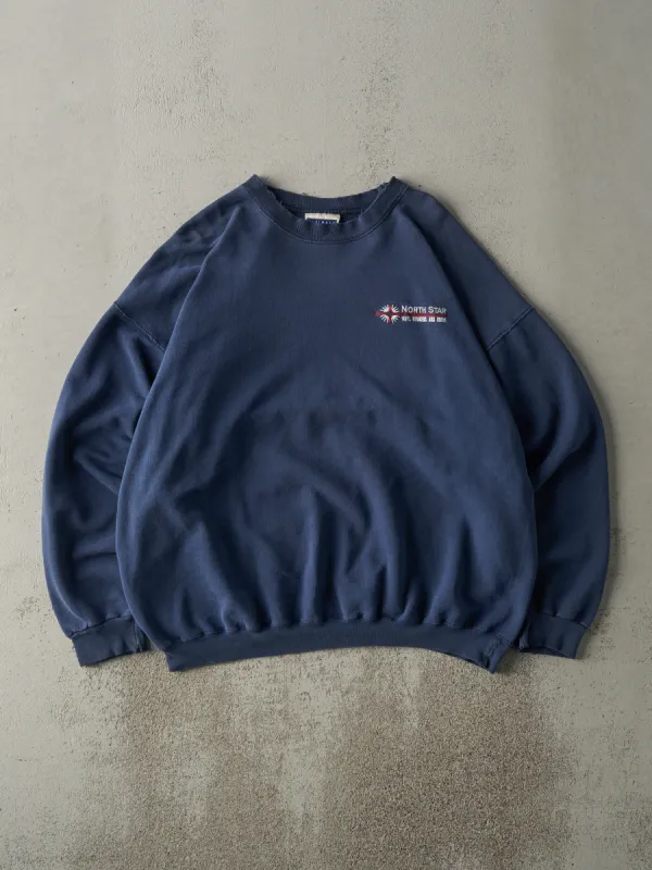 Vintage 90s Navy Blue Embroidered North Star Crewneck (XL) made by Rebalance Vintage