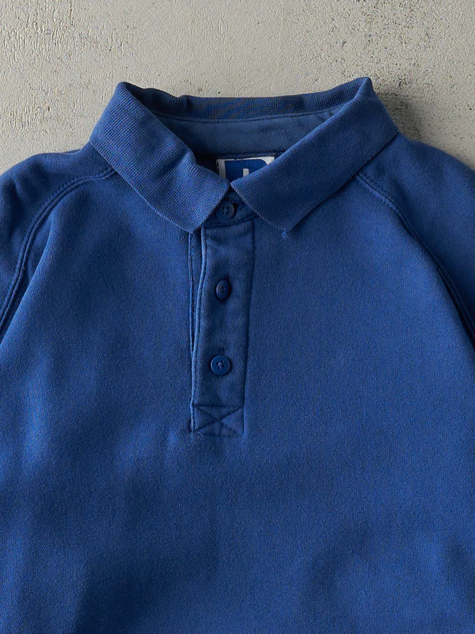 Vintage 90s Blue Quarter Button Russell Athletic Crewneck (M) sold by Rebalance Vintage product image thumbnail 2