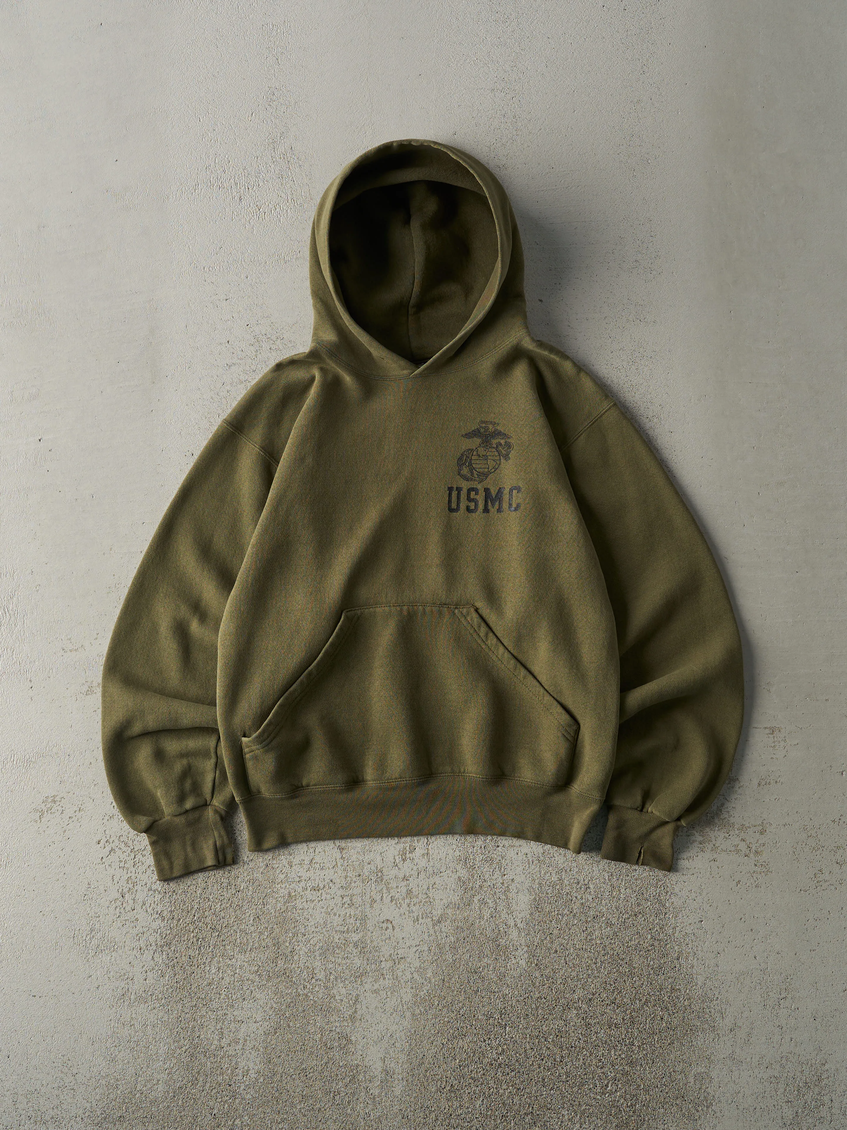Vintage 90s Army Green USMC Hoodie (S) sold by Rebalance Vintage