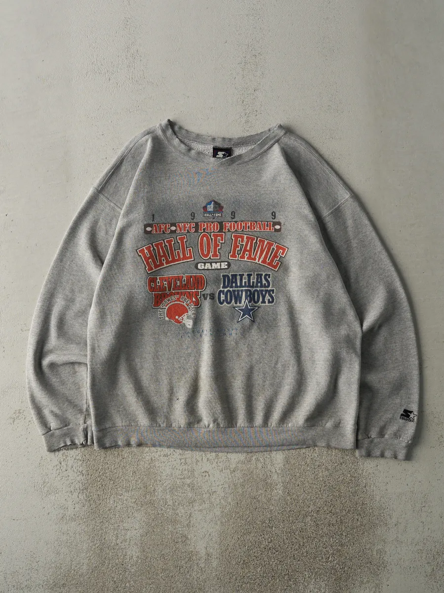 Vintage 99' Grey Cleveland Browns vs Dallas Cowboys Hall Of Fame Game Crewneck (L) sold by Rebalance Vintage