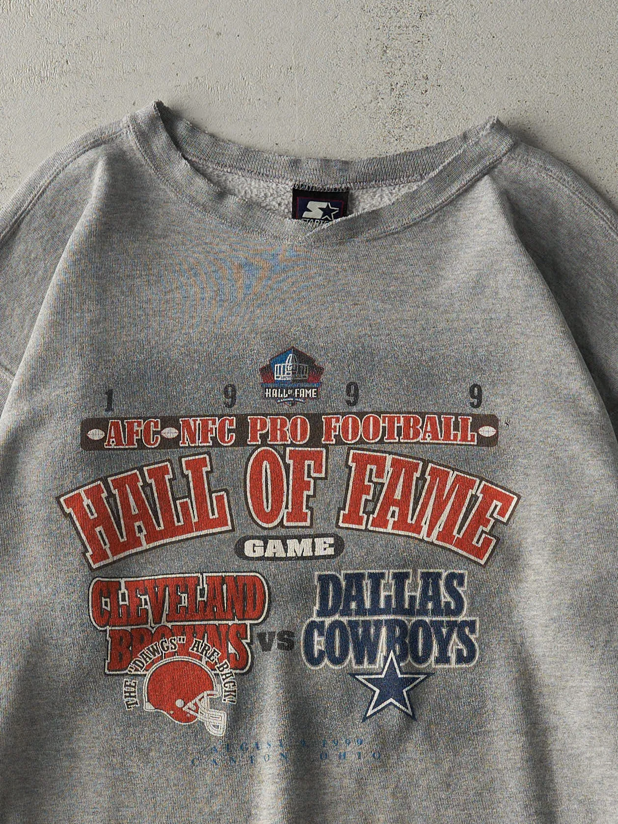 Vintage 99' Grey Cleveland Browns vs Dallas Cowboys Hall Of Fame Game Crewneck (L) sold by Rebalance Vintage product image thumbnail 2