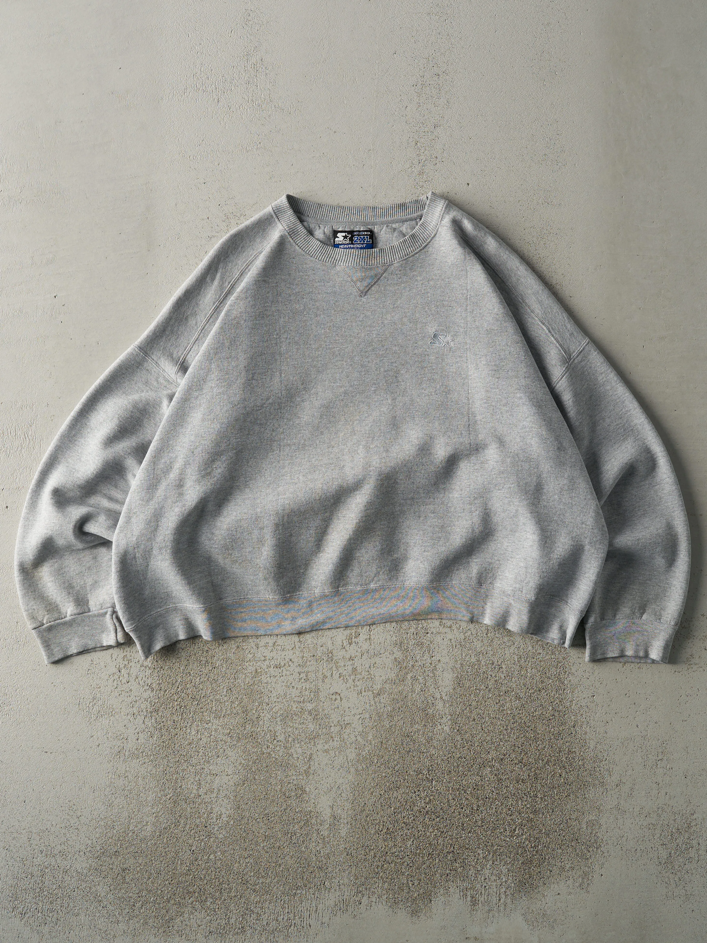 Vintage 90s Grey Embroidered Starter Boxy Crewneck (XL) sold by Rebalance Vintage