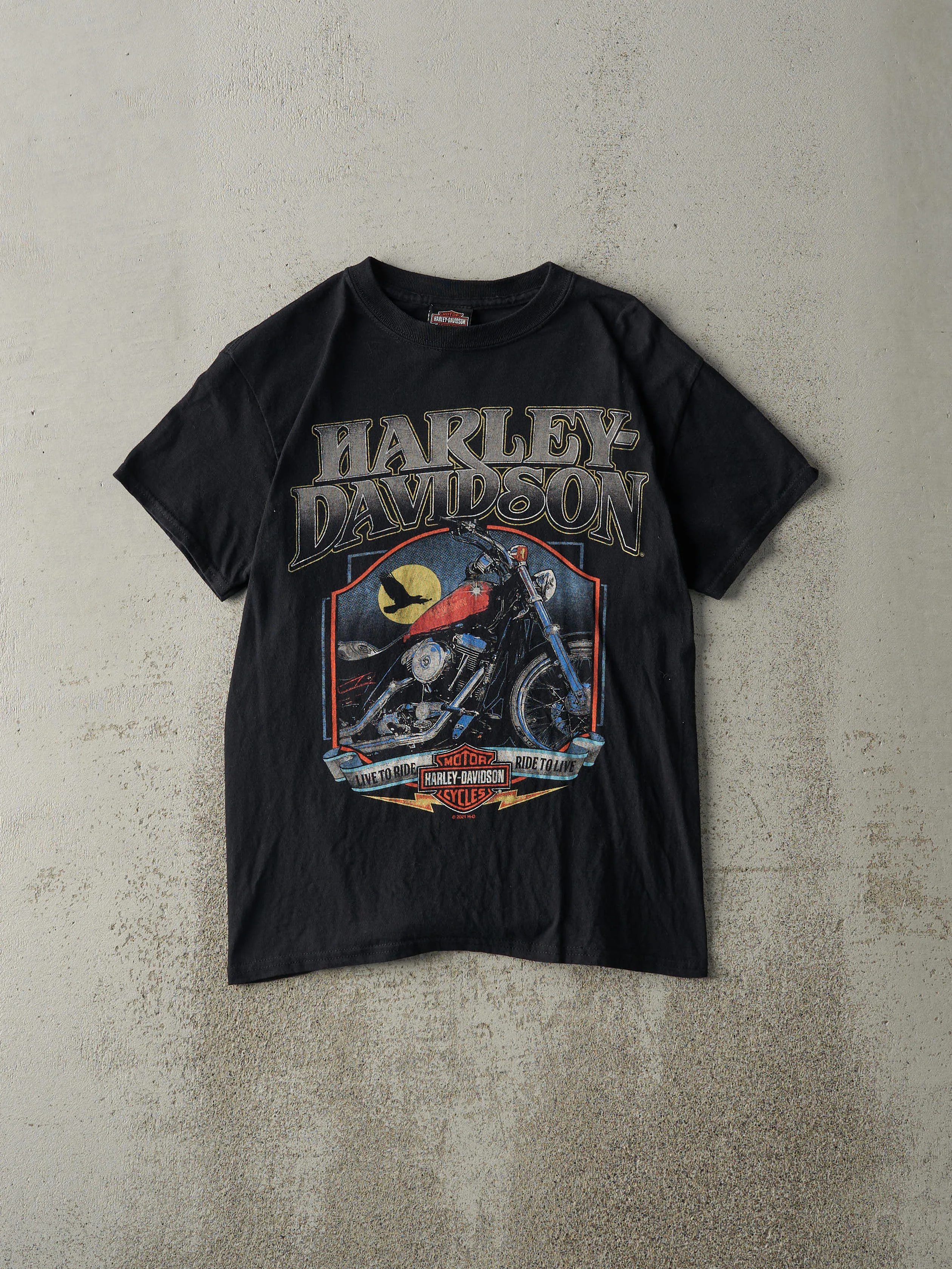 21' Black Davenport Iowa Harley Davidson Tee (XS/S) sold by Rebalance Vintage