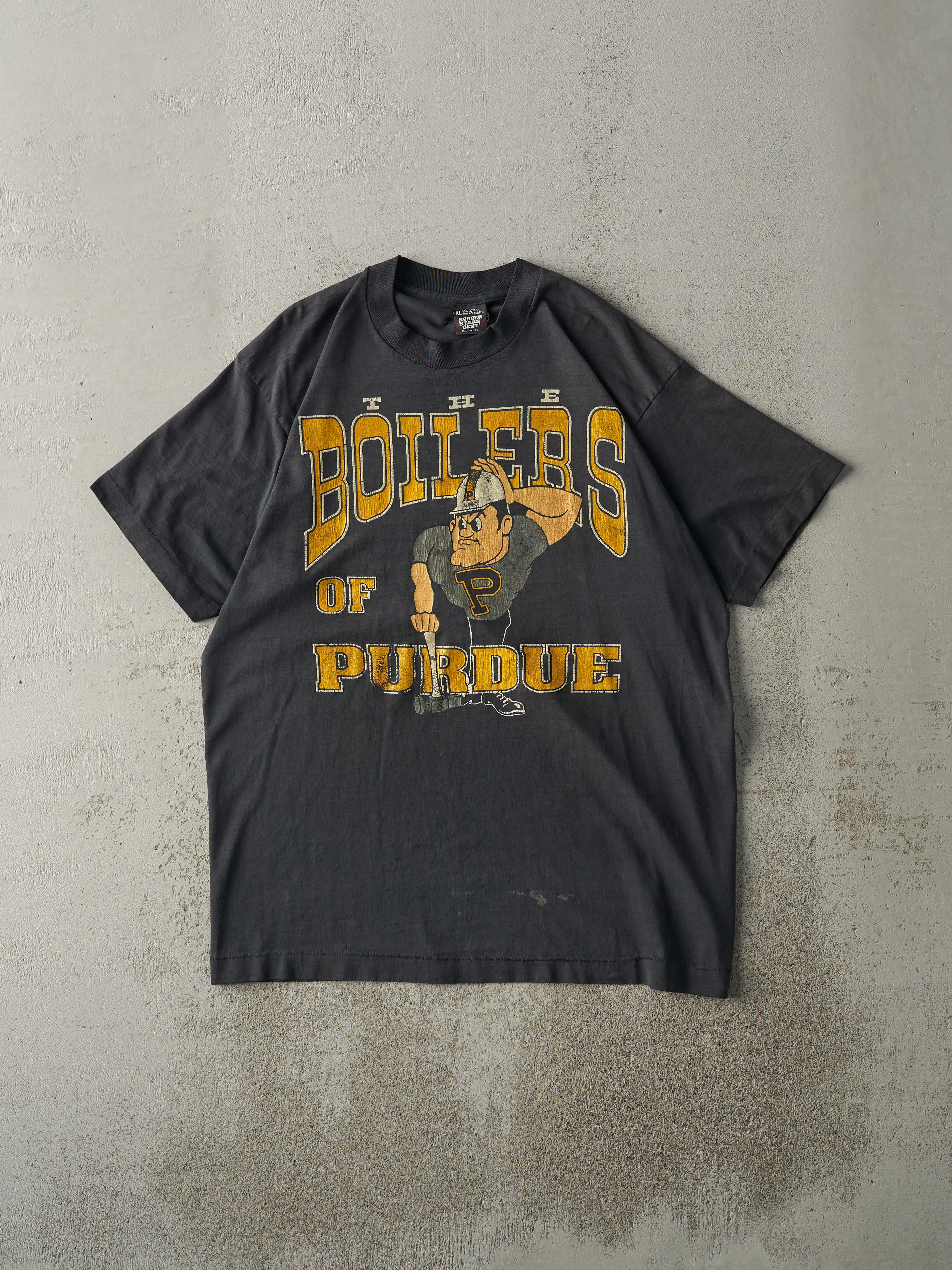 Vintage 80s Black Purdue Boilers Single Stitch Tee (M/L) sold by Rebalance Vintage