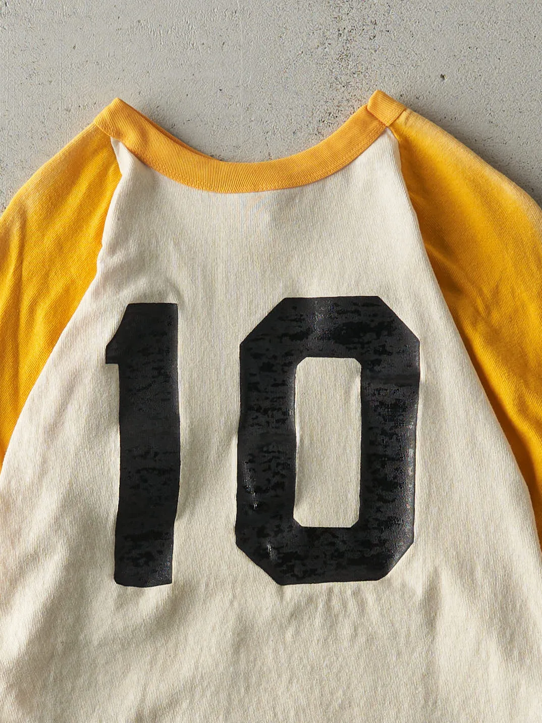 Vintage 70s Yellow & Beige Chicago Cougars Russell 3/4 Sleeve Shirt (XS/S) sold by Rebalance Vintage product image thumbnail 4