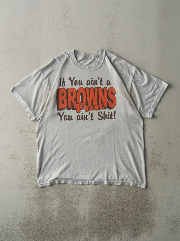 Vintage 90s Heather Grey Cleveland Browns Slogan Tee (XL) sold by Rebalance Vintage
