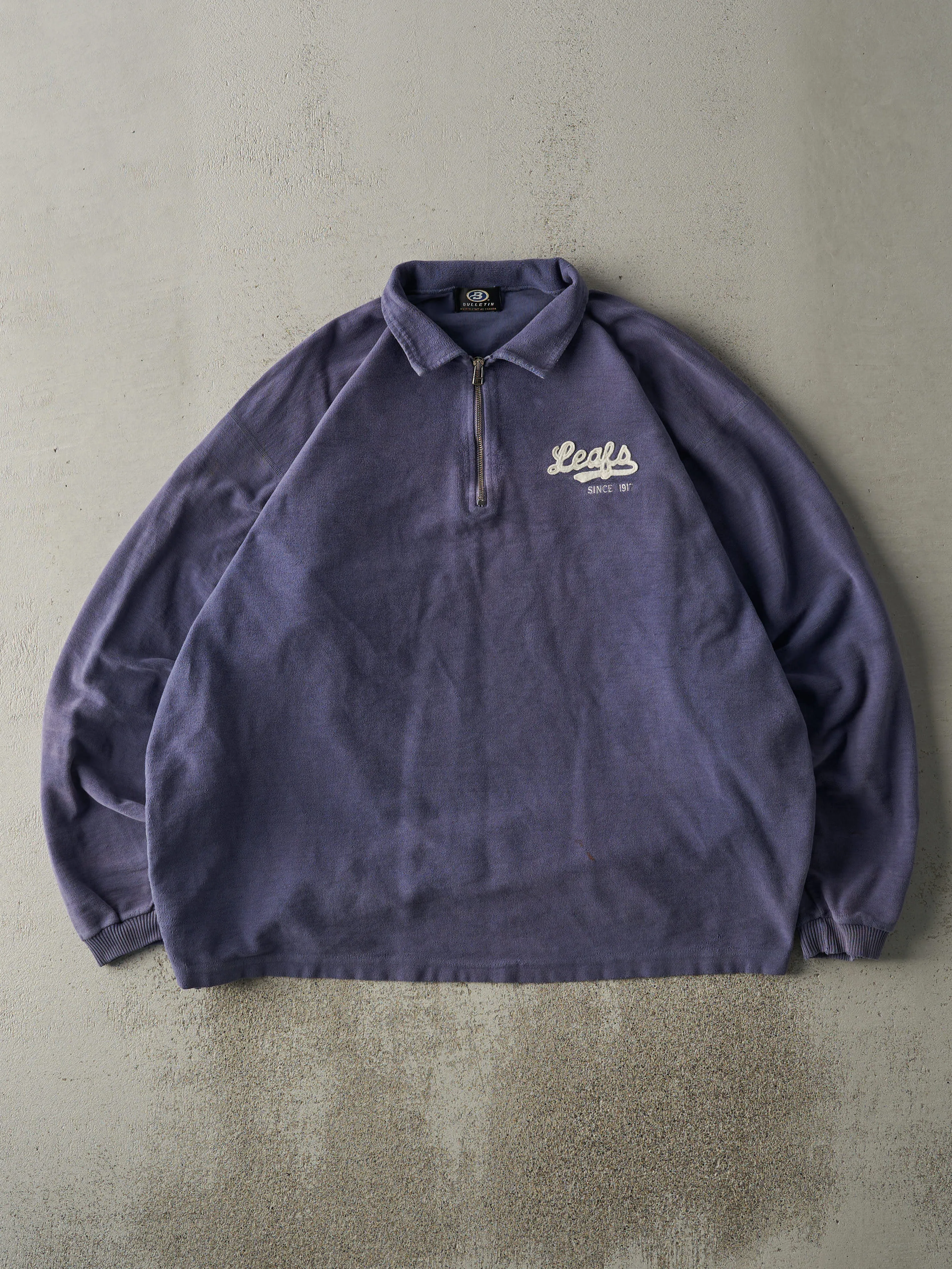 Vintage 90s Navy Blue Toronto Maple Leafs Quarter Zip Inside Out Sweater (XL/XXL) sold by Rebalance Vintage