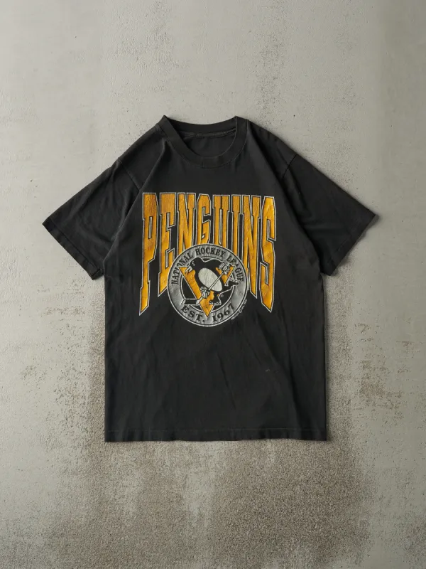 Vintage 90' Black Pittsburgh Penguins Single Stitch Tee (S/M) sold by Rebalance Vintage