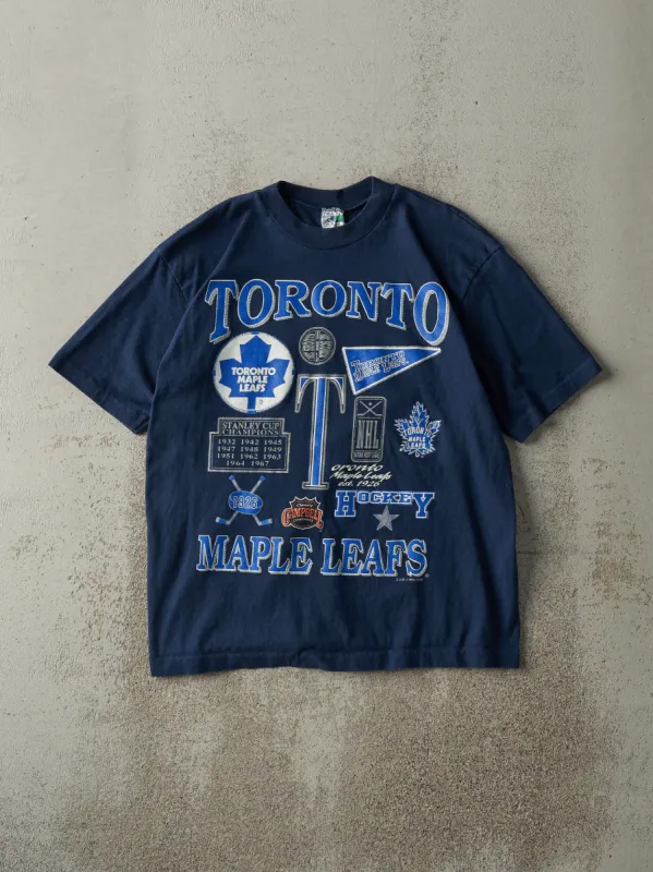 Vintage 93' Navy Blue Toronto Maple Leafs Stanley Cup History Tee (S) sold by Rebalance Vintage
