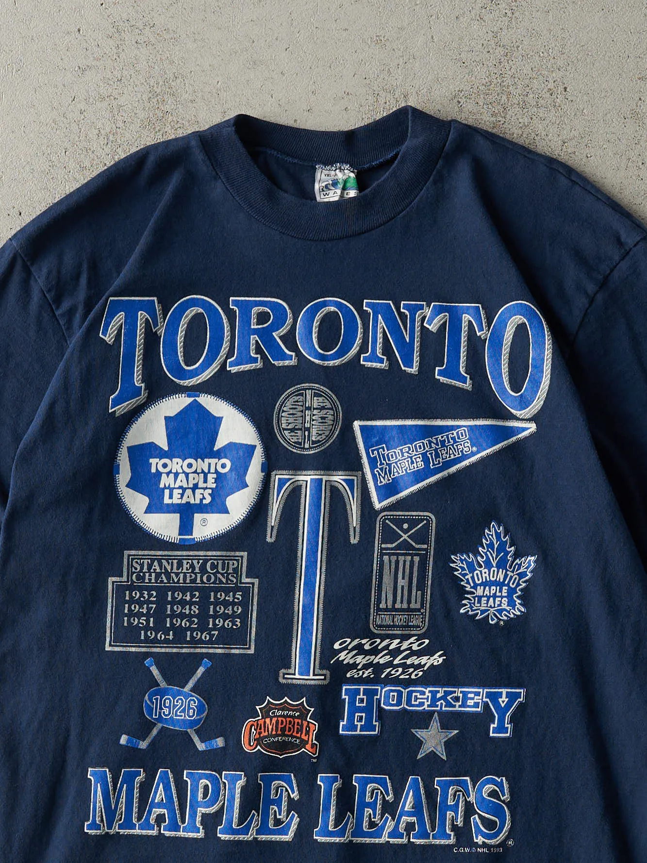 Vintage 93' Navy Blue Toronto Maple Leafs Stanley Cup History Tee (S) sold by Rebalance Vintage product image thumbnail 2